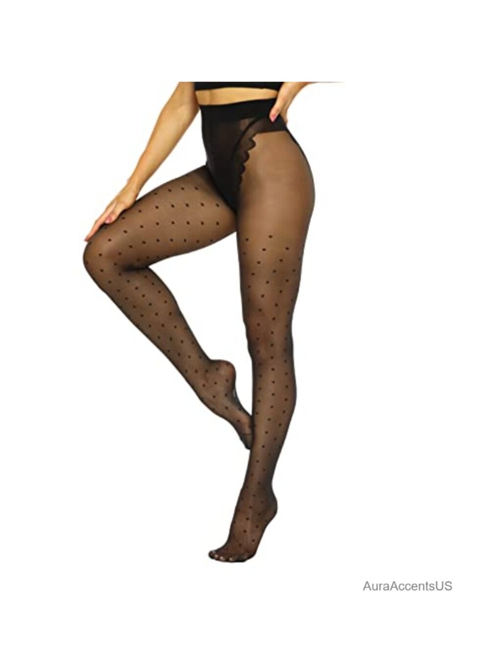 Patterned Sheer Tights High Waist Control Top Women One Size